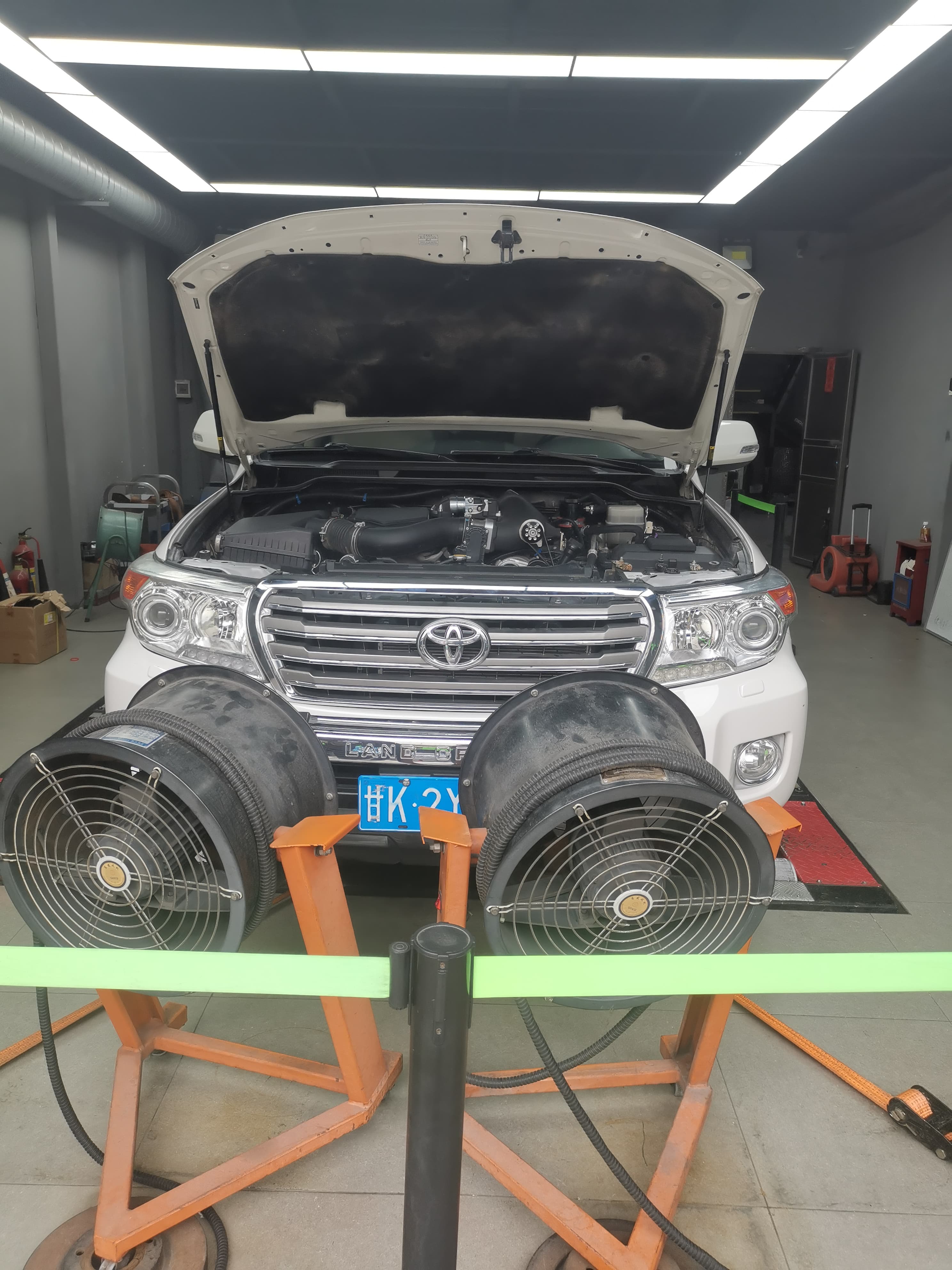 Vehicle prepared for horsepower testing
