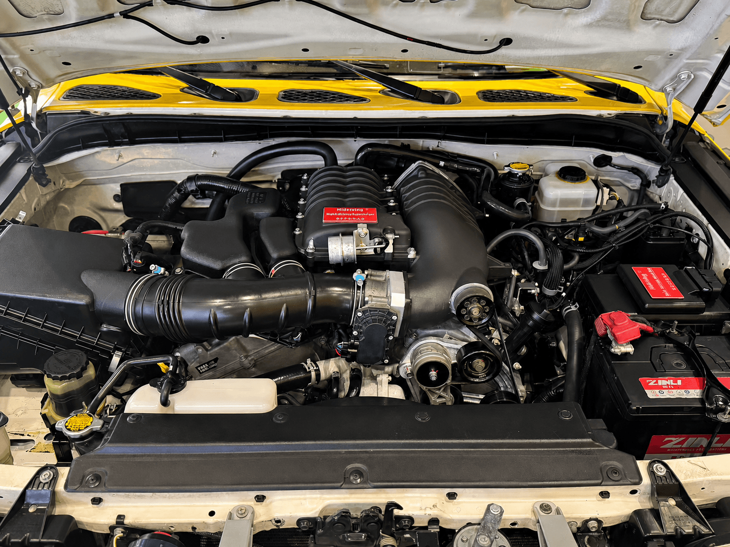 Toyota Land Cruiser 1GR-DVVT supercharger system installation view 1